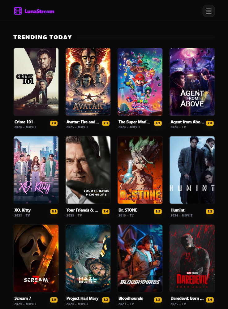 LunaStream interface preview